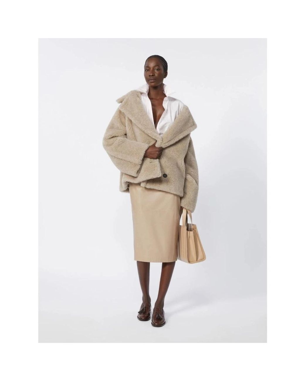 Max Mara Natural Faux Fur & Shearling Jackets