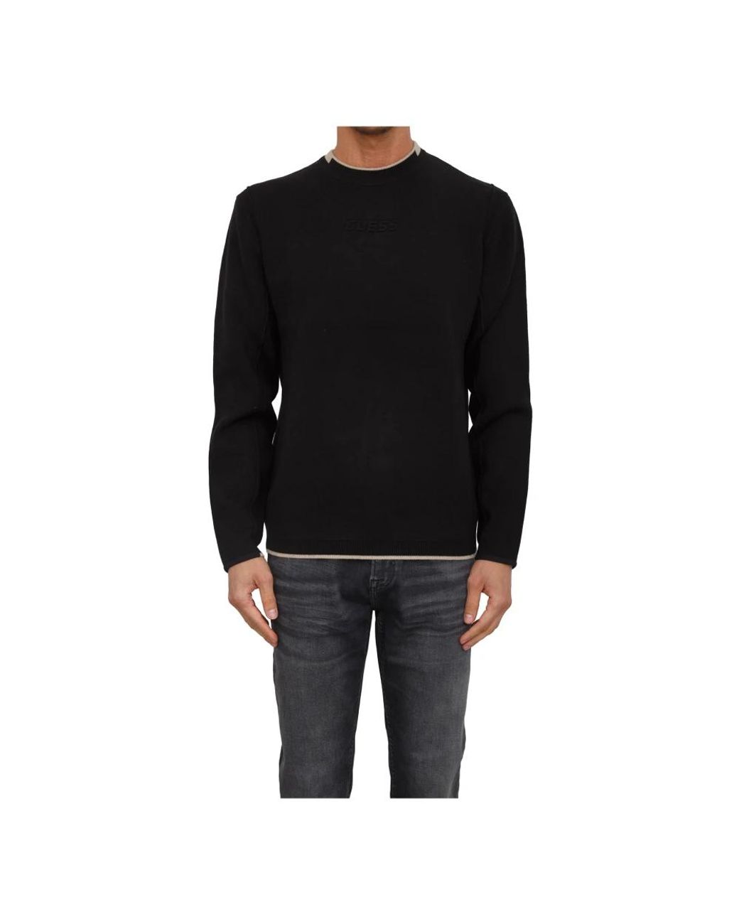 Guess Black Round-Neck Knitwear for men