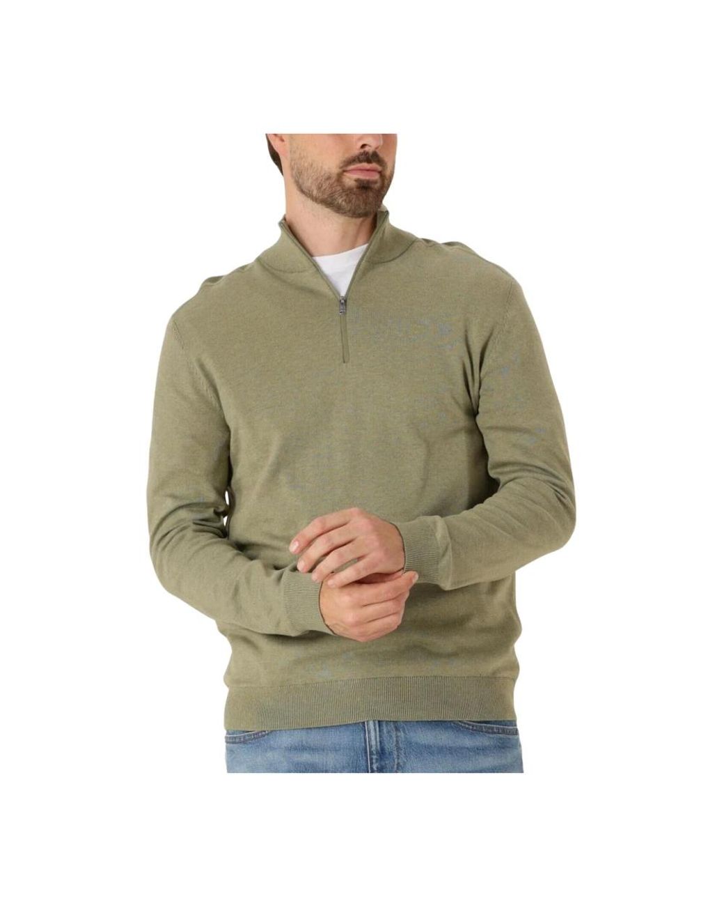 SELECTED Truien & Vesten ,Groen ,Katoen Slhberg Half Zip Cardigan Noos in het Green voor heren
