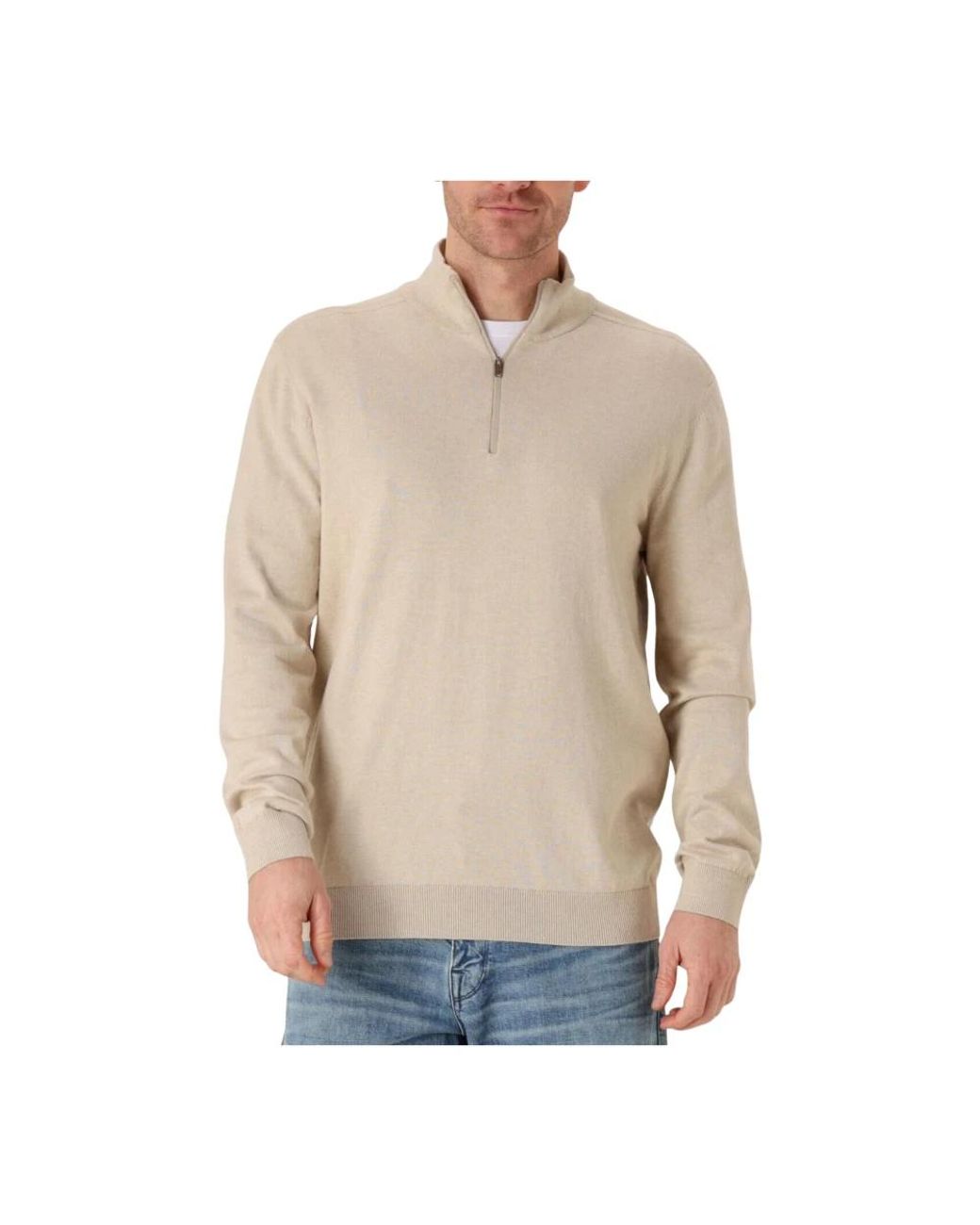 SELECTED Truien & Vesten Half Zip Cardigan Voor in het Natural voor heren
