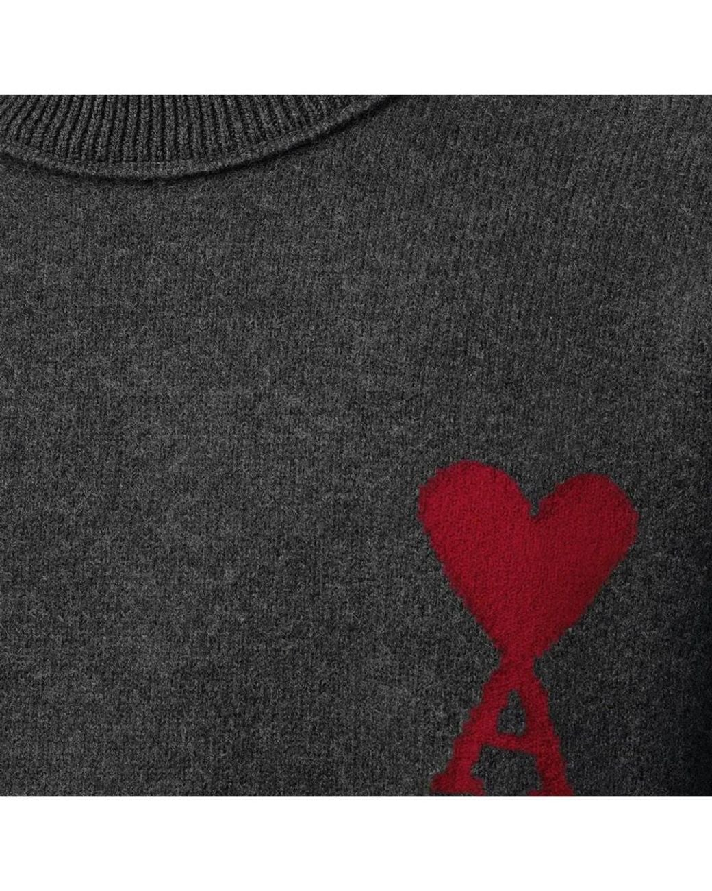 AMI Black Heather Wool Knit Sweater for men