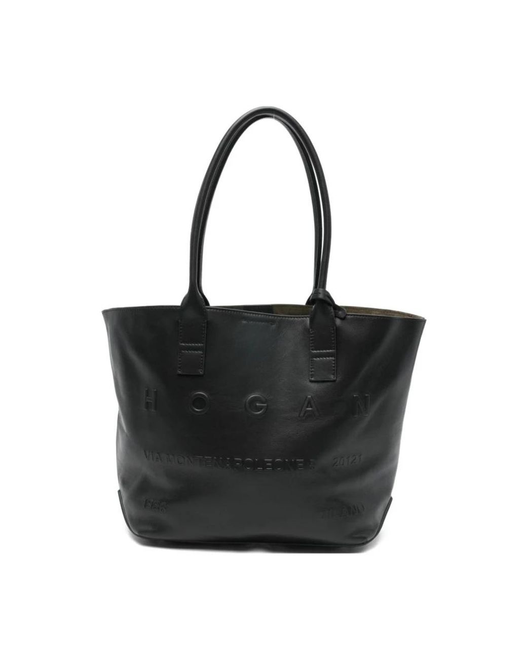 Hogan Black Ledertasche Mit Geprägtem Logo