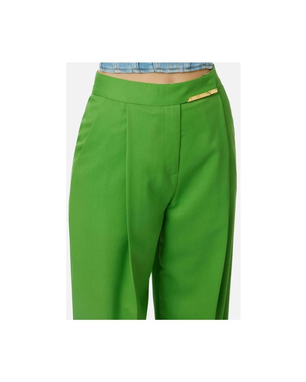 Elisabetta Franchi Green Wide Trousers