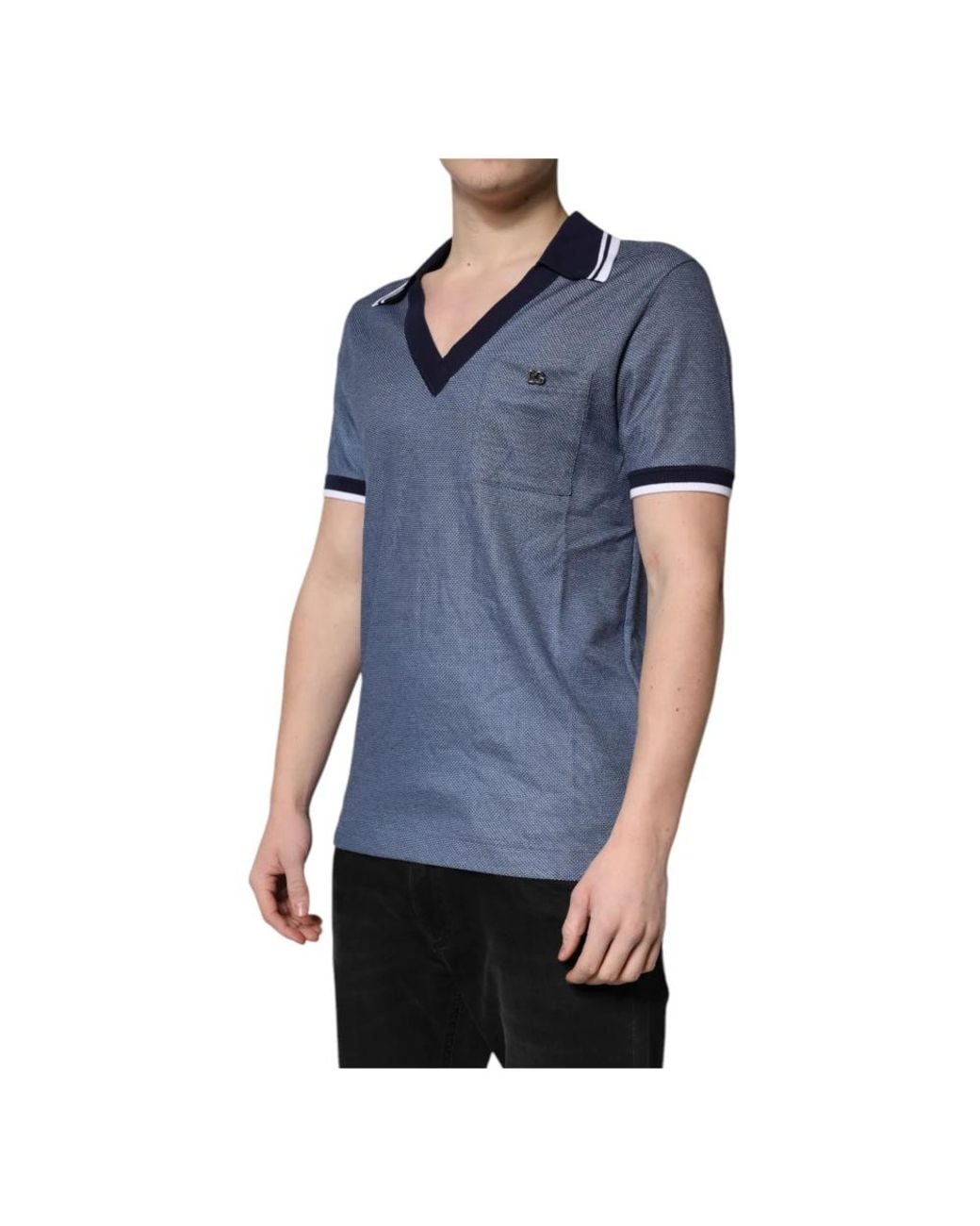 Dolce & Gabbana Blue Polo Shirts for men