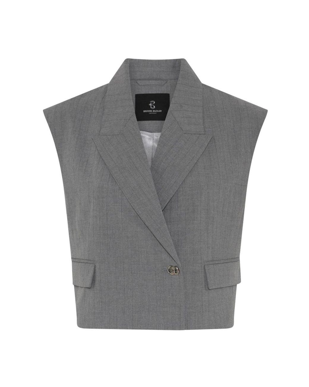 Bruuns Bazaar Jassen ,Grijs ,Leer Latania Bblinis Gilet in het Gray