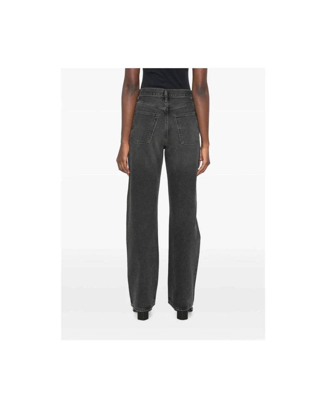 Agolde Black Faded-Effect Wide-Leg Jeans