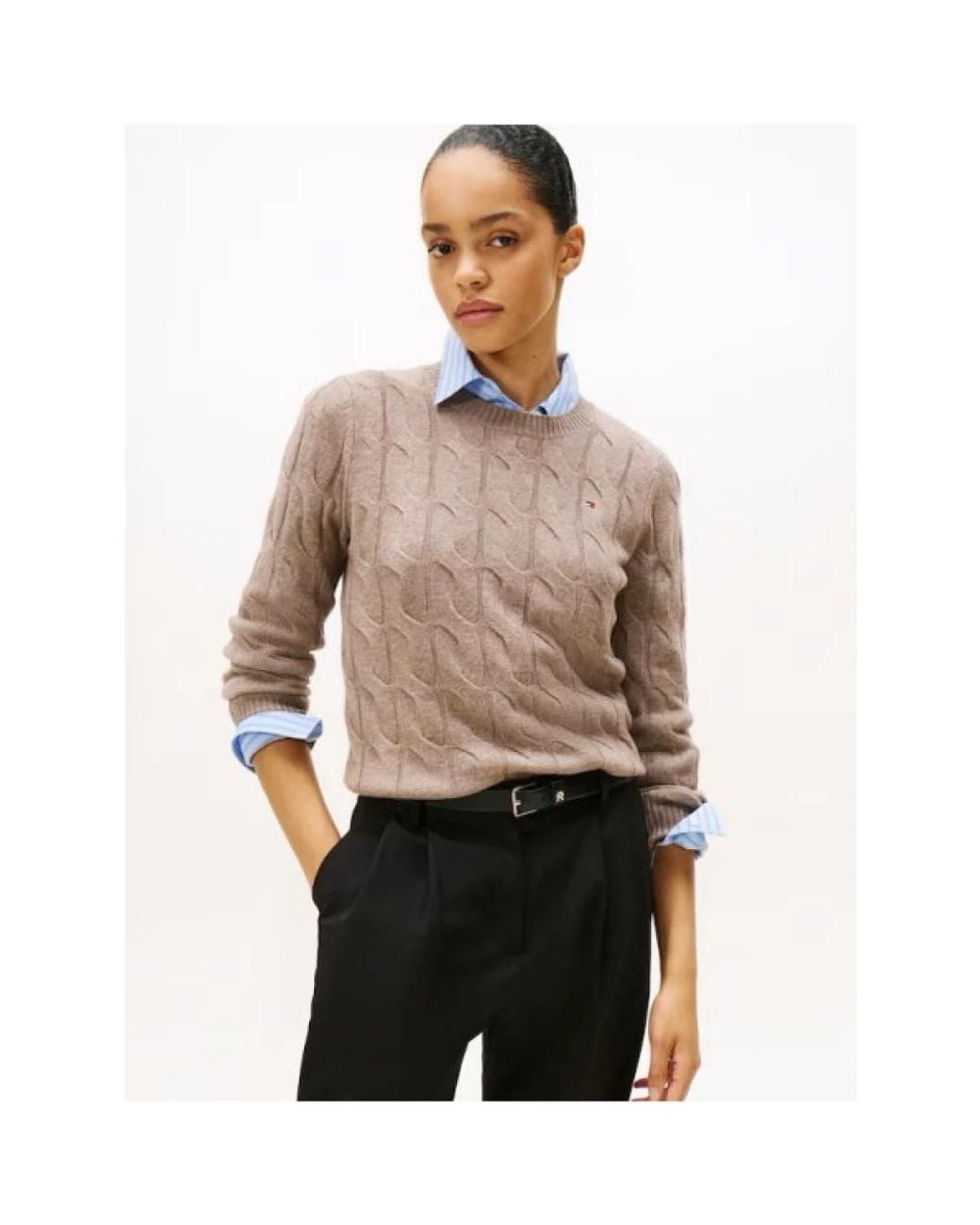 Tommy Hilfiger Brown Round-Neck Knitwear