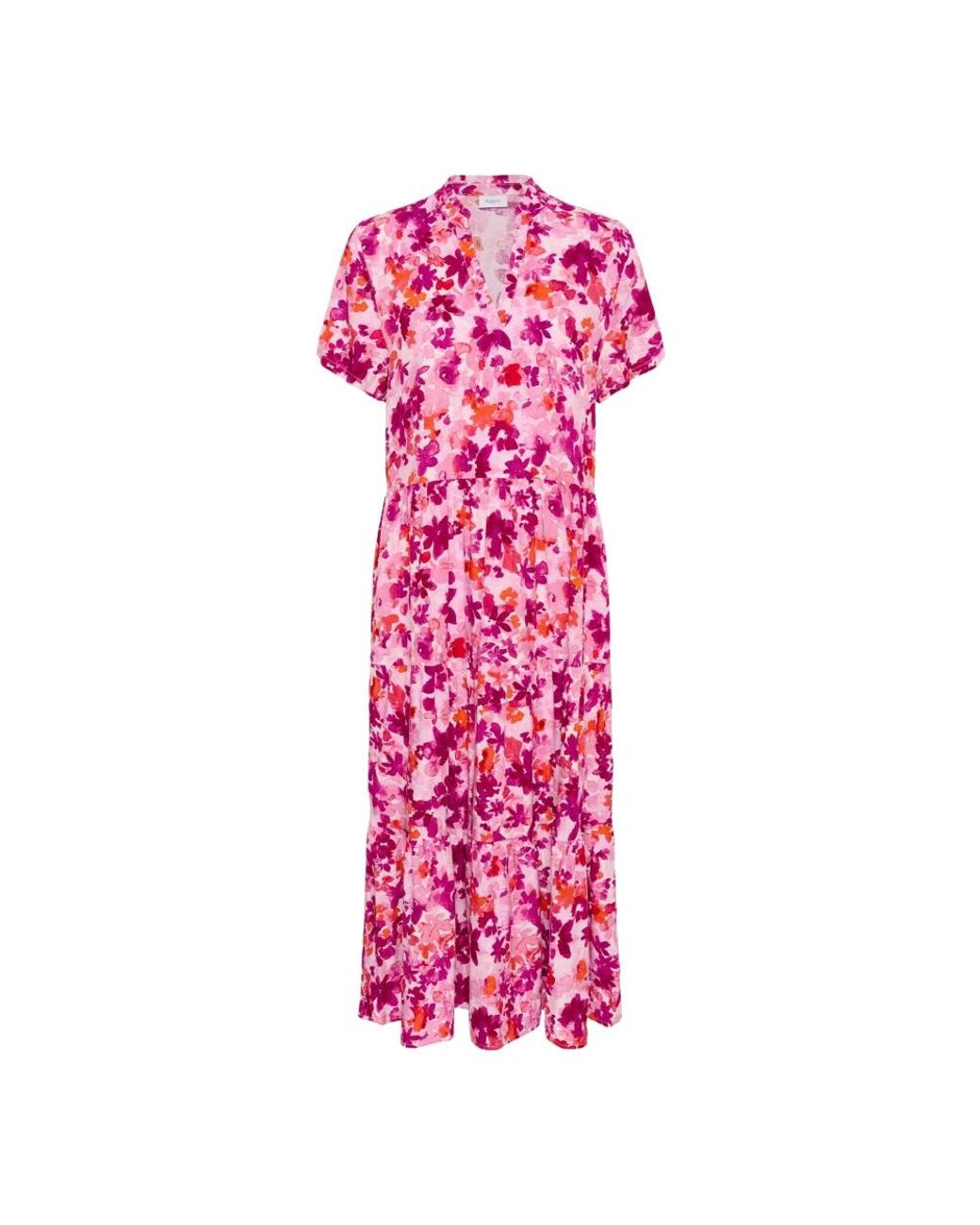 Saint Tropez Kleedjes ,Veelkleurig ,Eda Sz Ss Maxi Jurk in het Pink