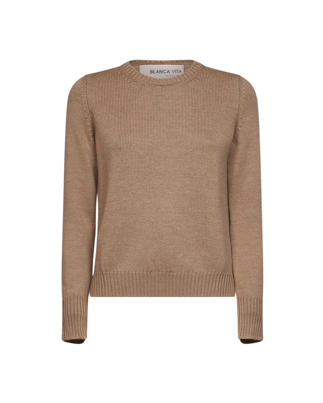 Blanca Vita Brown Round-Neck Knitwear