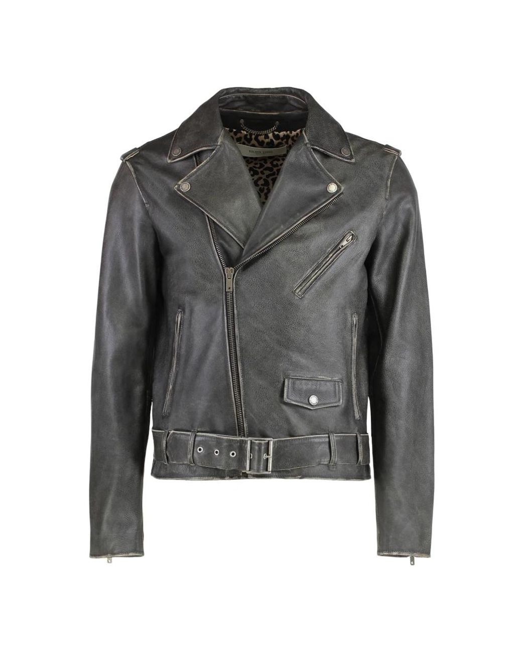 Golden Goose Deluxe Brand Gray Leather Jackets for men