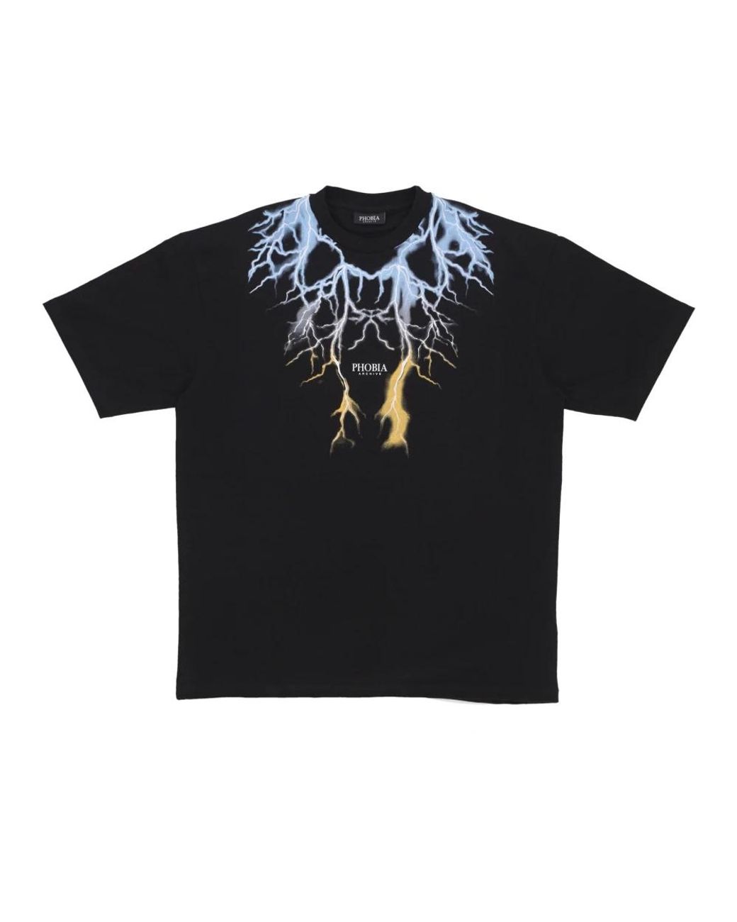PHOBIA ARCHIVE Bicolor Lightning Print Tee in het Black voor heren