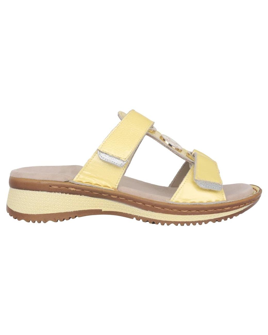 Ara Schoenen ,Geel ,Gele Slide Sandaal Hawaii in het Metallic