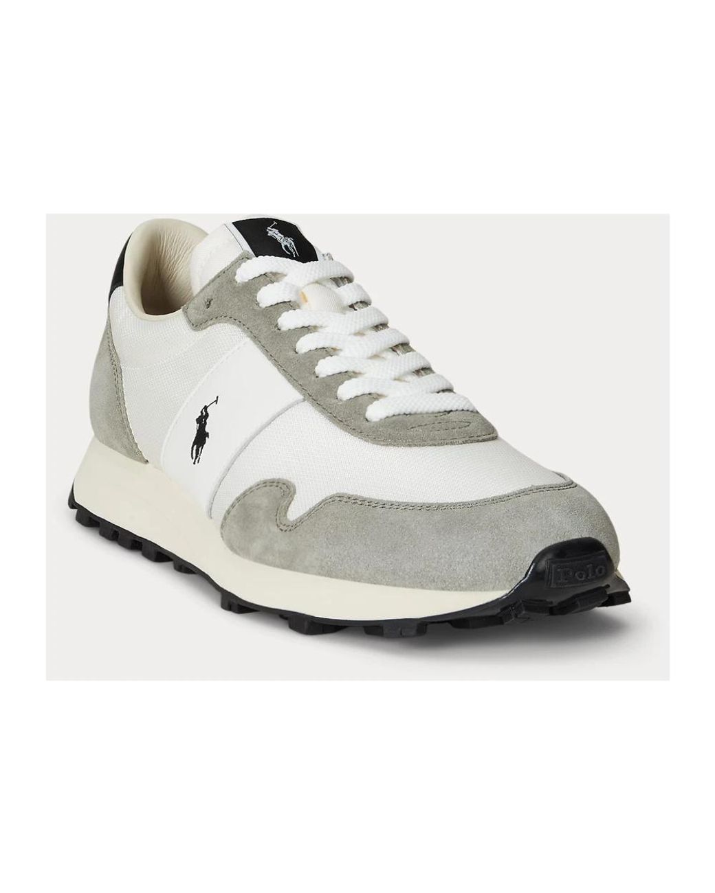 Polo Ralph Lauren White Prl Trail 125 Suede Mesh Sneakers for men