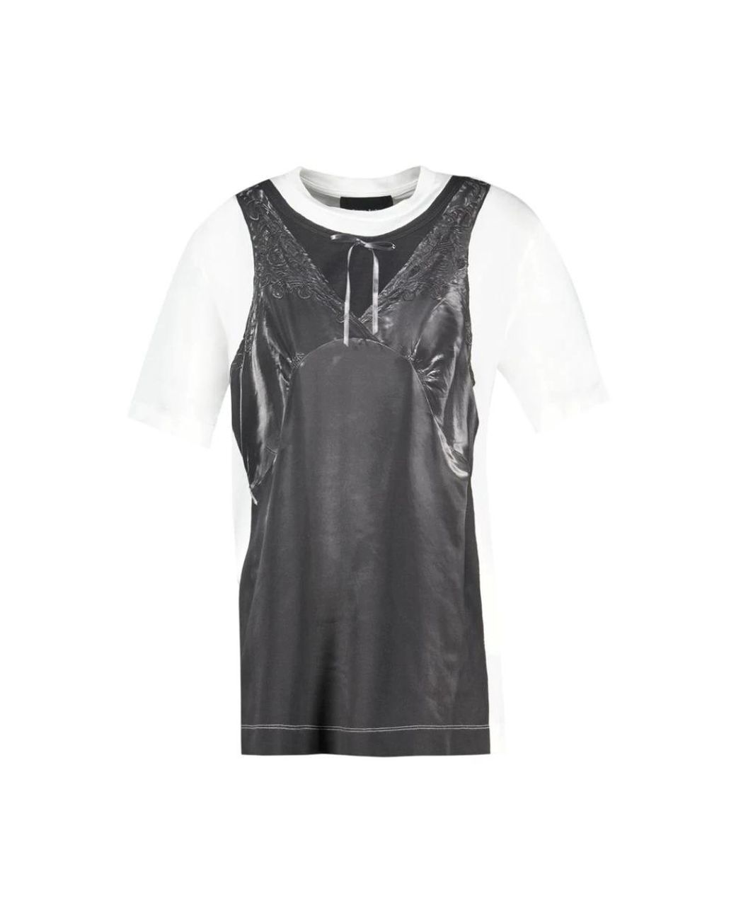 Simone Rocha Tops ,Grijs ,Katoen Patchwork Trompe L'Oeil T-Shirt in het Gray
