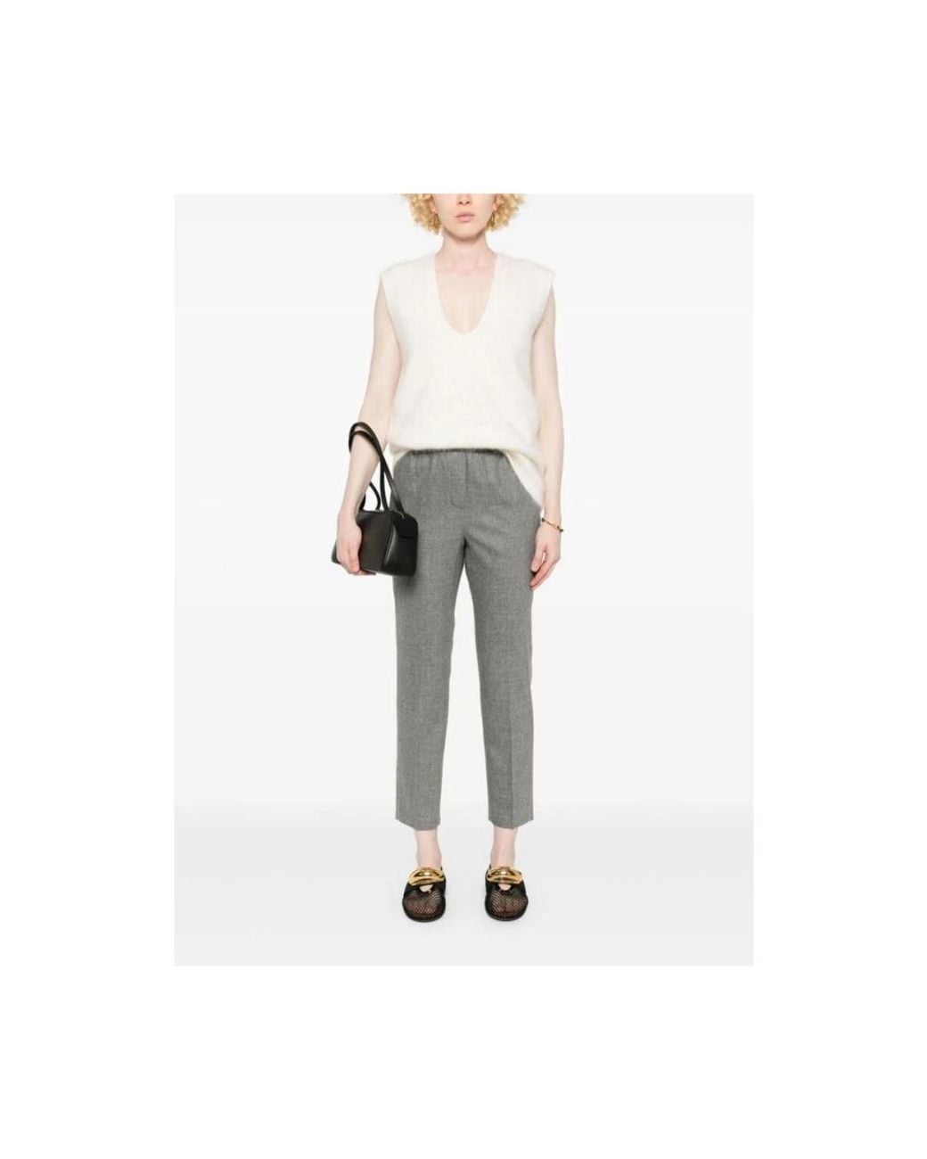 Peserico Gray Cropped Trousers