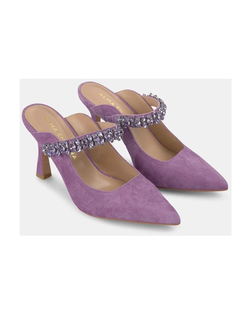 Alma En Pena. Purple Heeled Mules