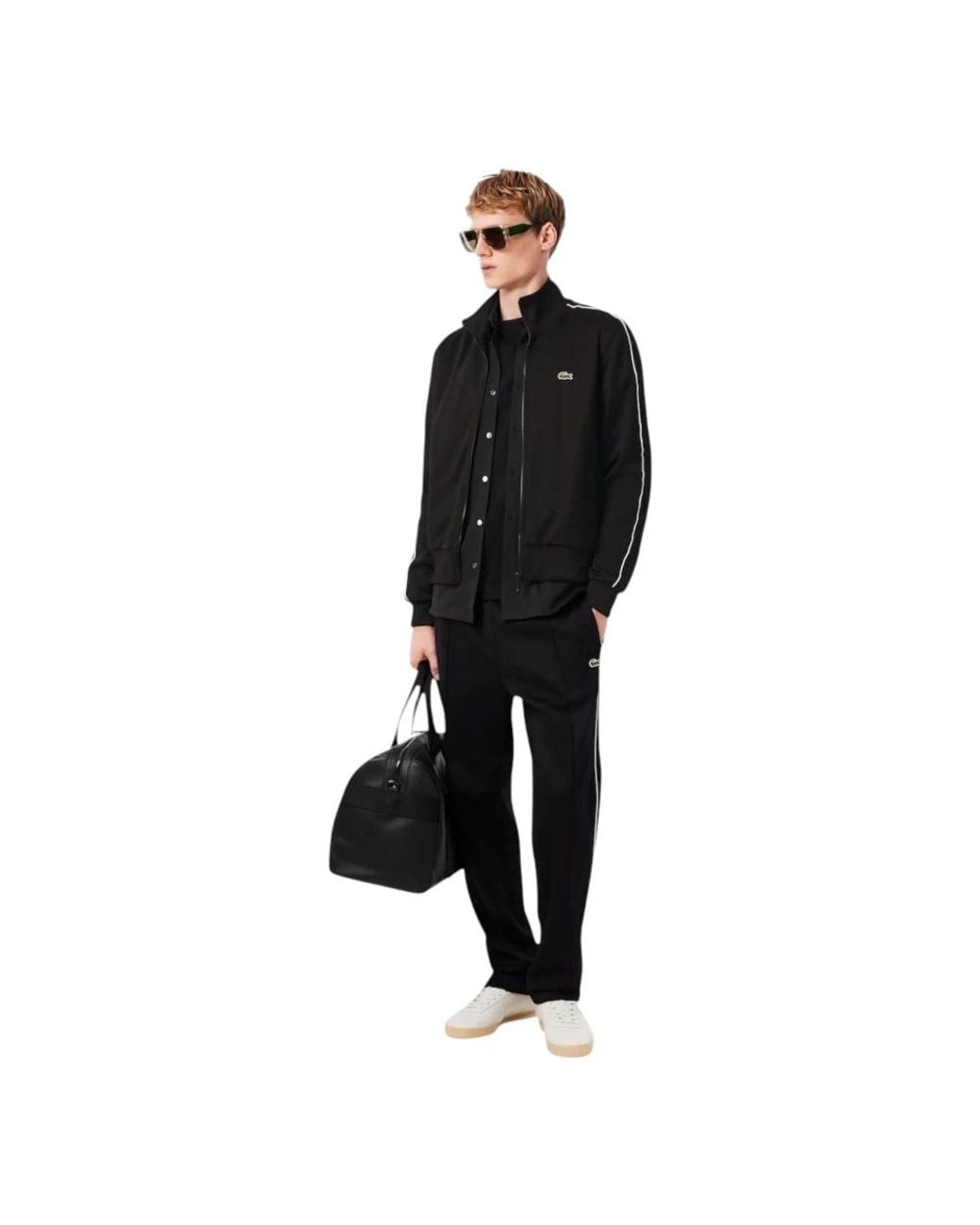 Lacoste Paris Piqué Track Jacket Mit Durchgehendem Reißverschluss in Black für Herren