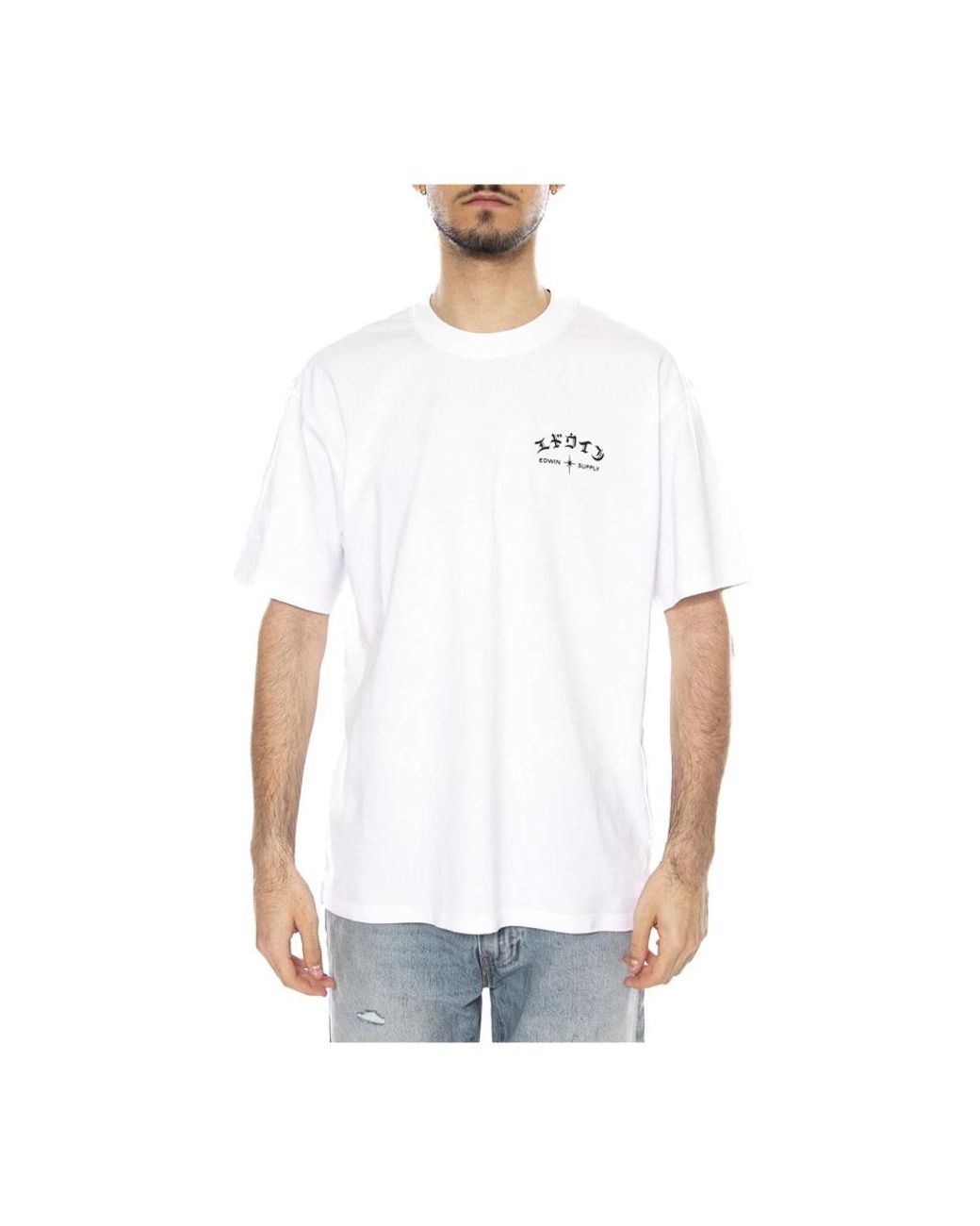 Edwin Tops ,Wit ,Katoen T-Shirts in het White voor heren
