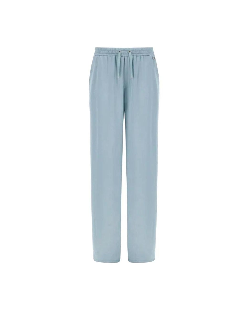 Herno Blue Elegante Satin-Hosen Mit Kordelzug