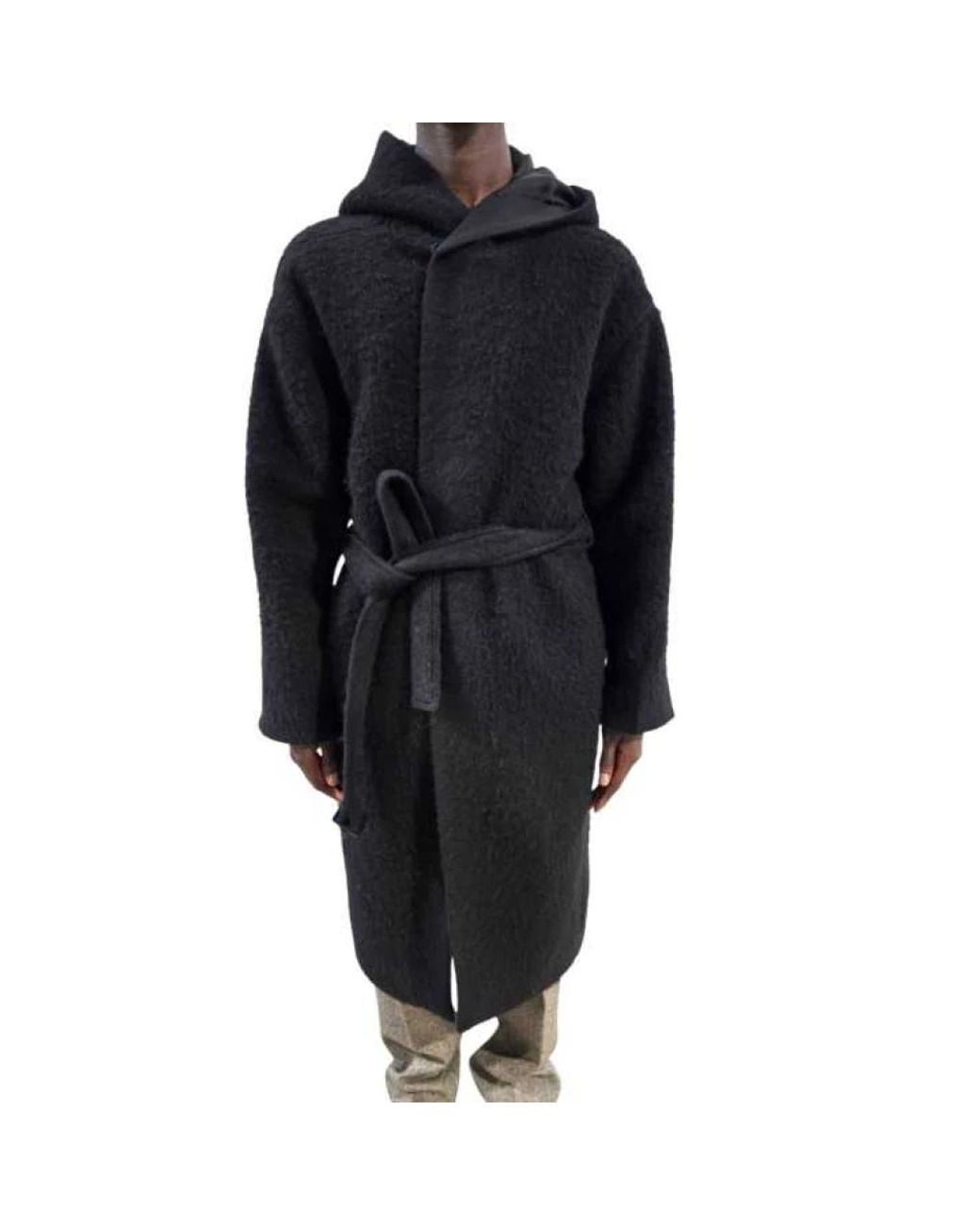 Rick Owens Black Belted Coats for men