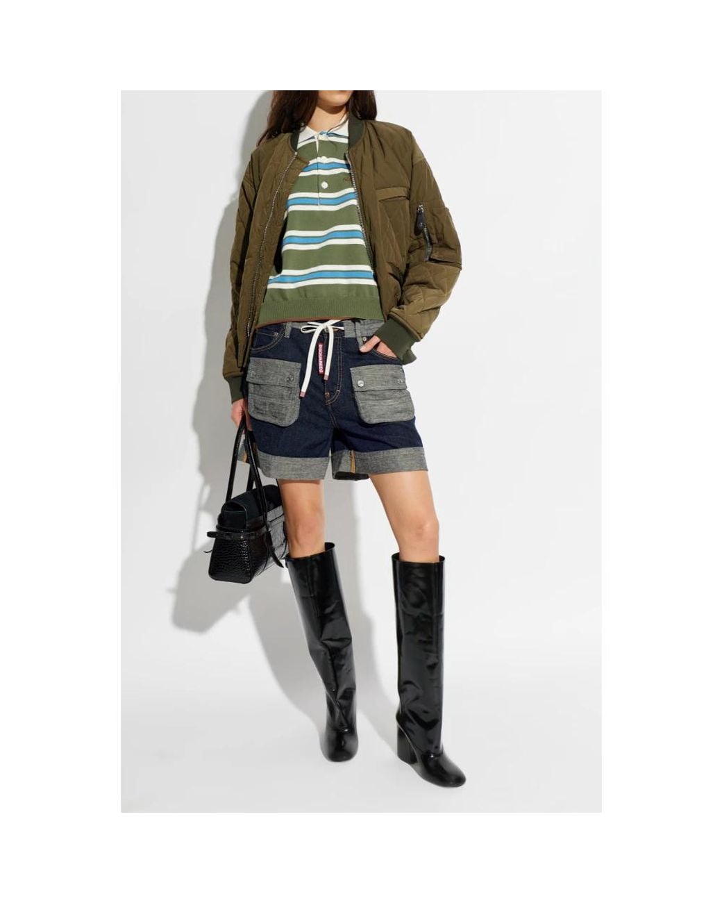 DSquared² Jassen ,Groen ,Leer Insulated Bomber Jacket in het Green