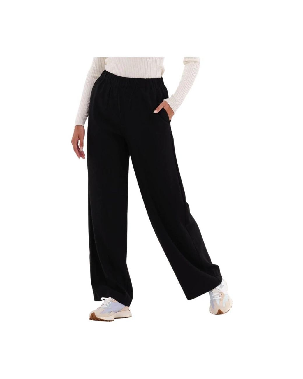 SELECTED Broeken ,Zwart ,Wijde Pijpen Relaxed Fit Zwarte Broek in het Black