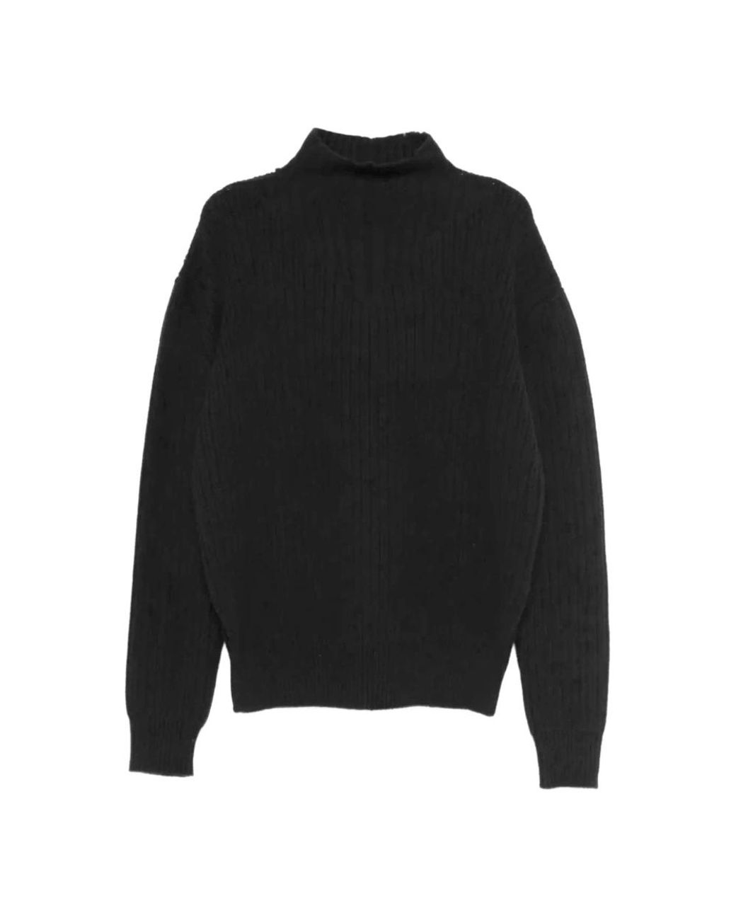 Rick Owens High Neck Wool Sweater in het Black voor heren