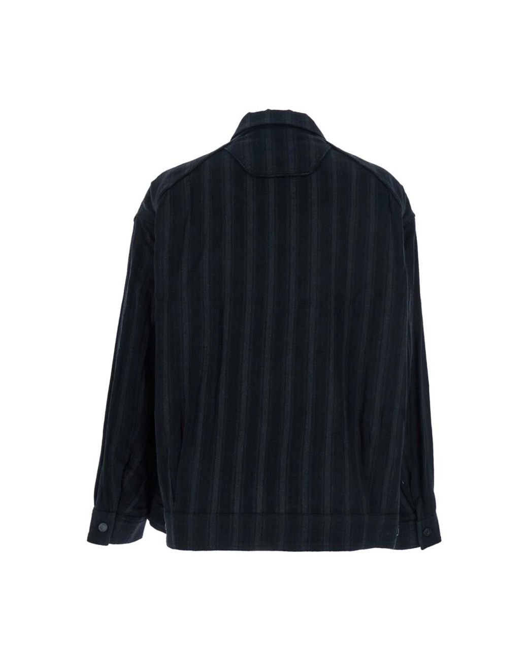 Juun.J Jassen ,Zwart ,Katoen Classic Collar Striped Jacket in het Blue voor heren