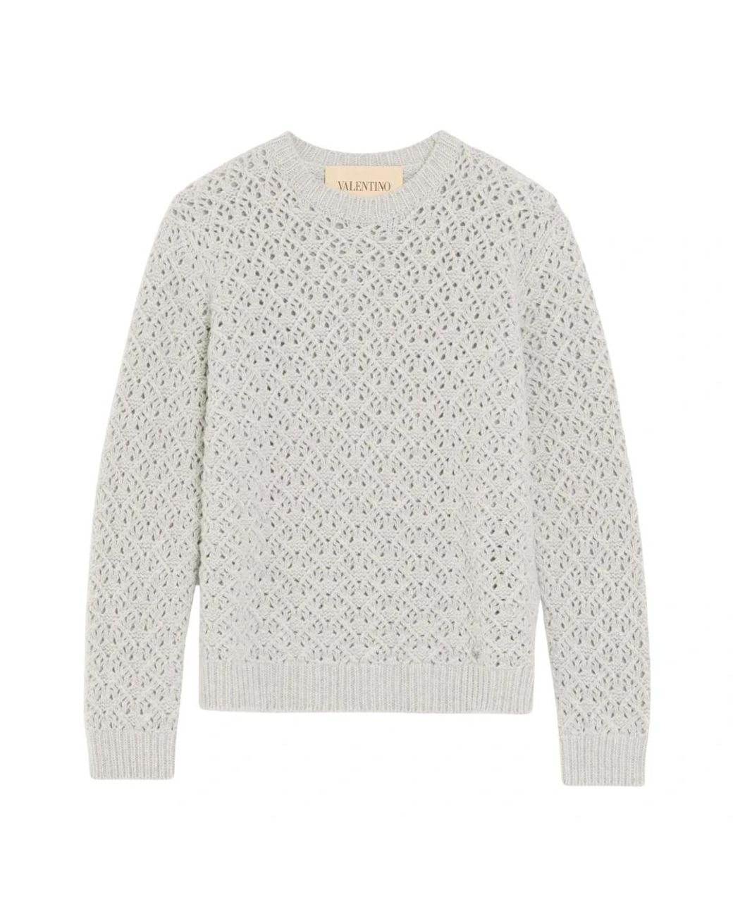 Valentino Gray Round-Neck Knitwear for men