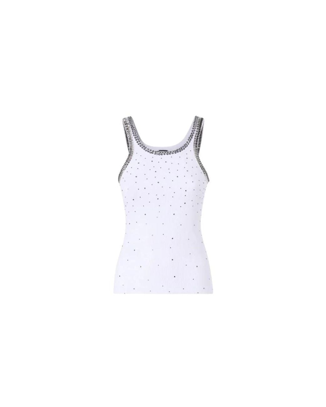 Pinko Tops ,Wit ,Katoen Coriandoli Tank Top in het White