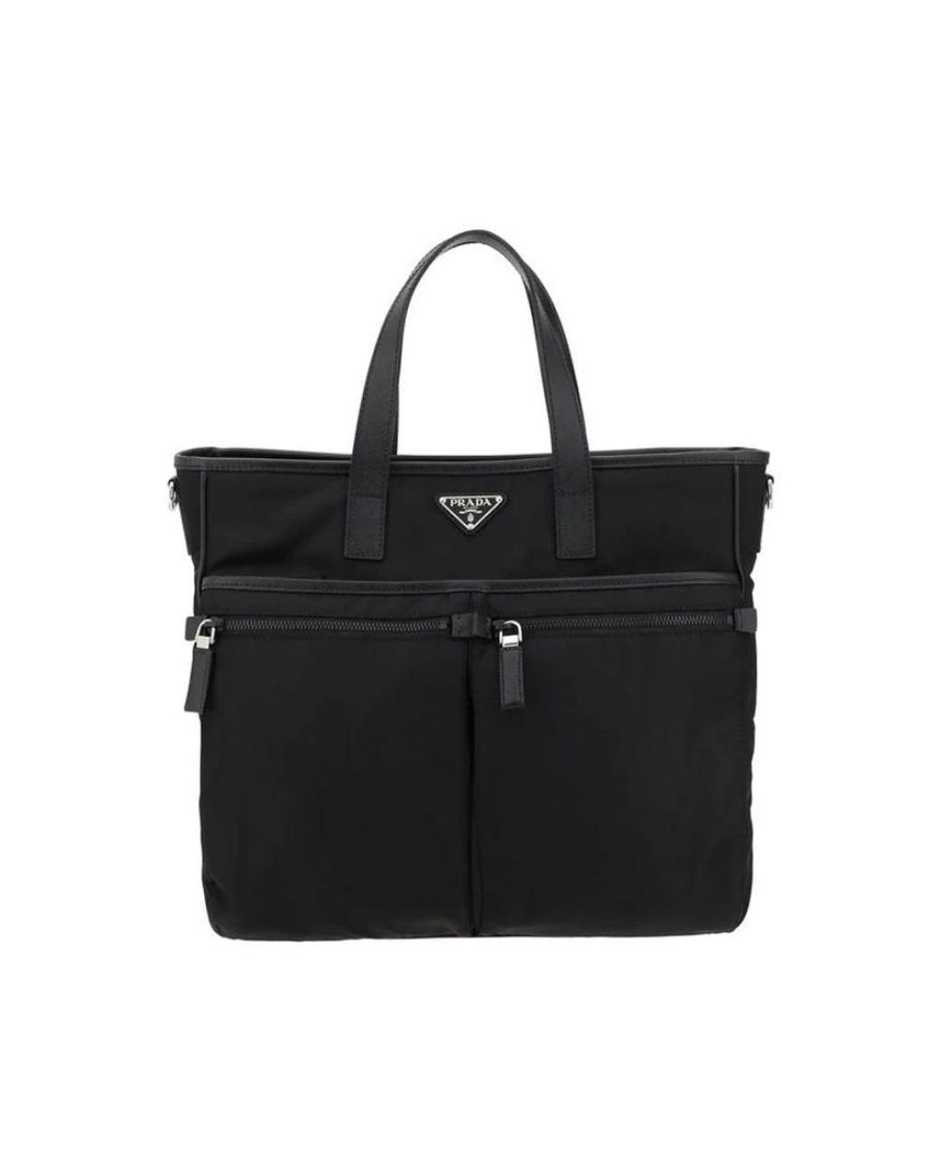 Prada Logoed Tote Bag Mit Ledergriffen in Black für Herren