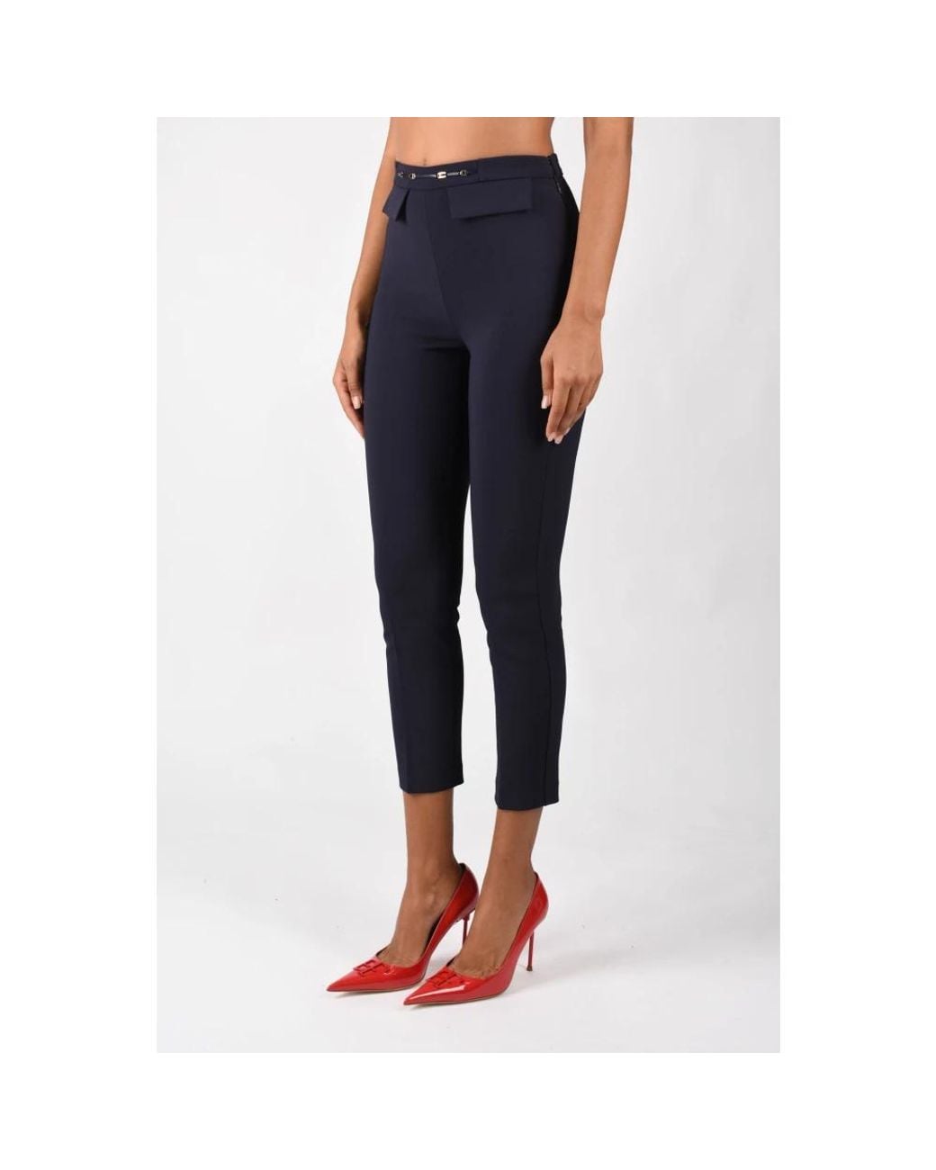 Elisabetta Franchi Blue Cropped Trousers