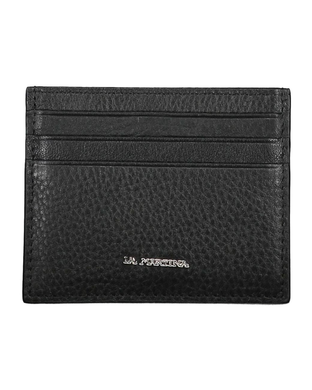 La Martina Accessoires ,Zwart ,Zwarte Leren Portemonnee Met Kaarthouder in het Black voor heren