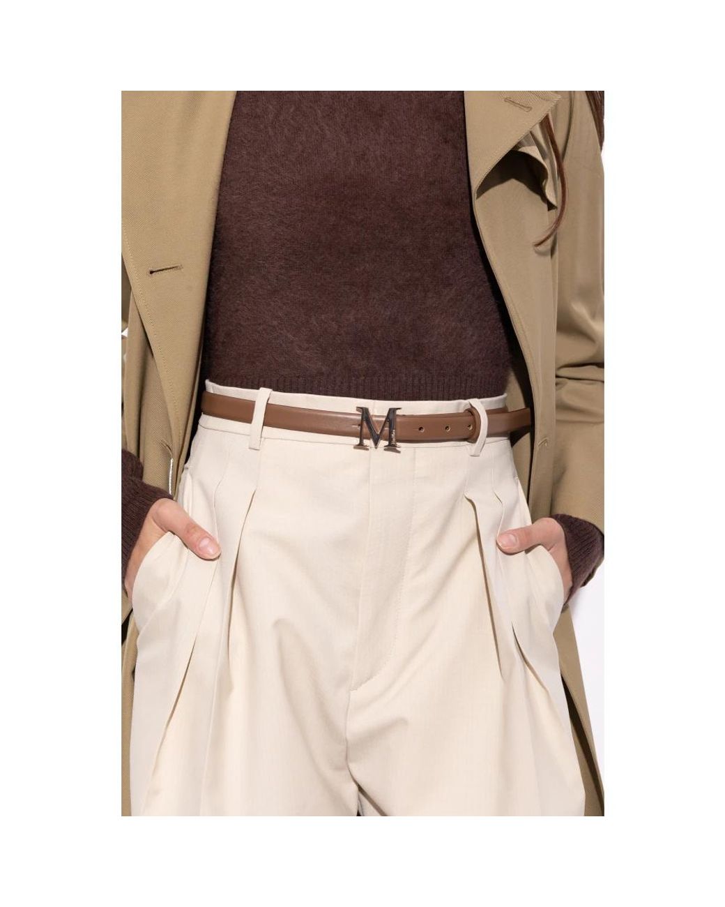 Max Mara Brown Leder Monogram Gürtel