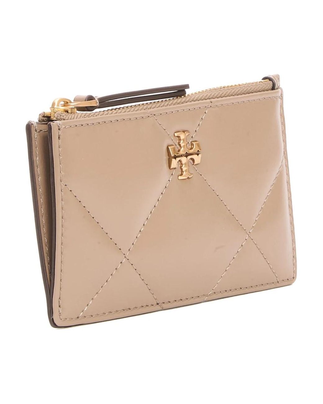Tory Burch Natural Quilted Zip Case Wallet