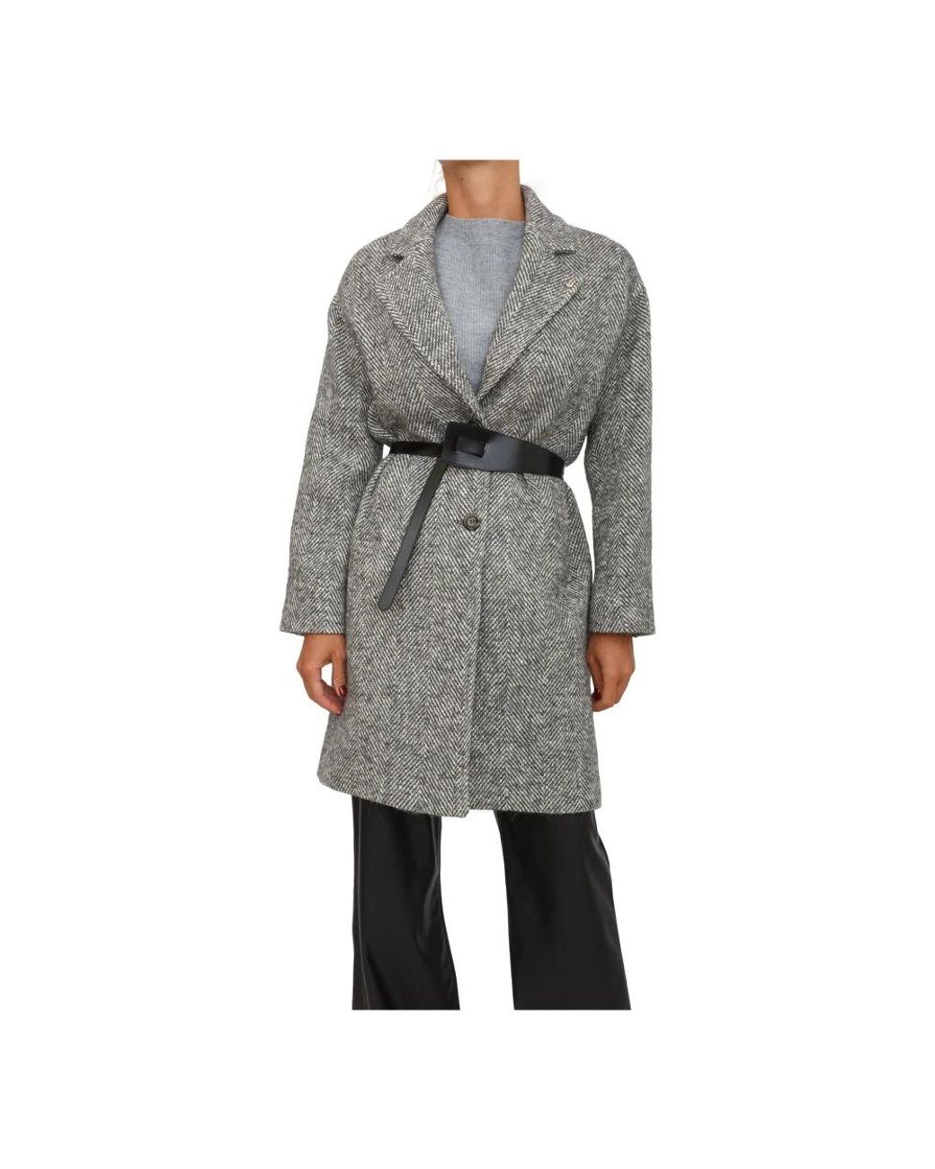 Liu Jo Gray Belted Coats