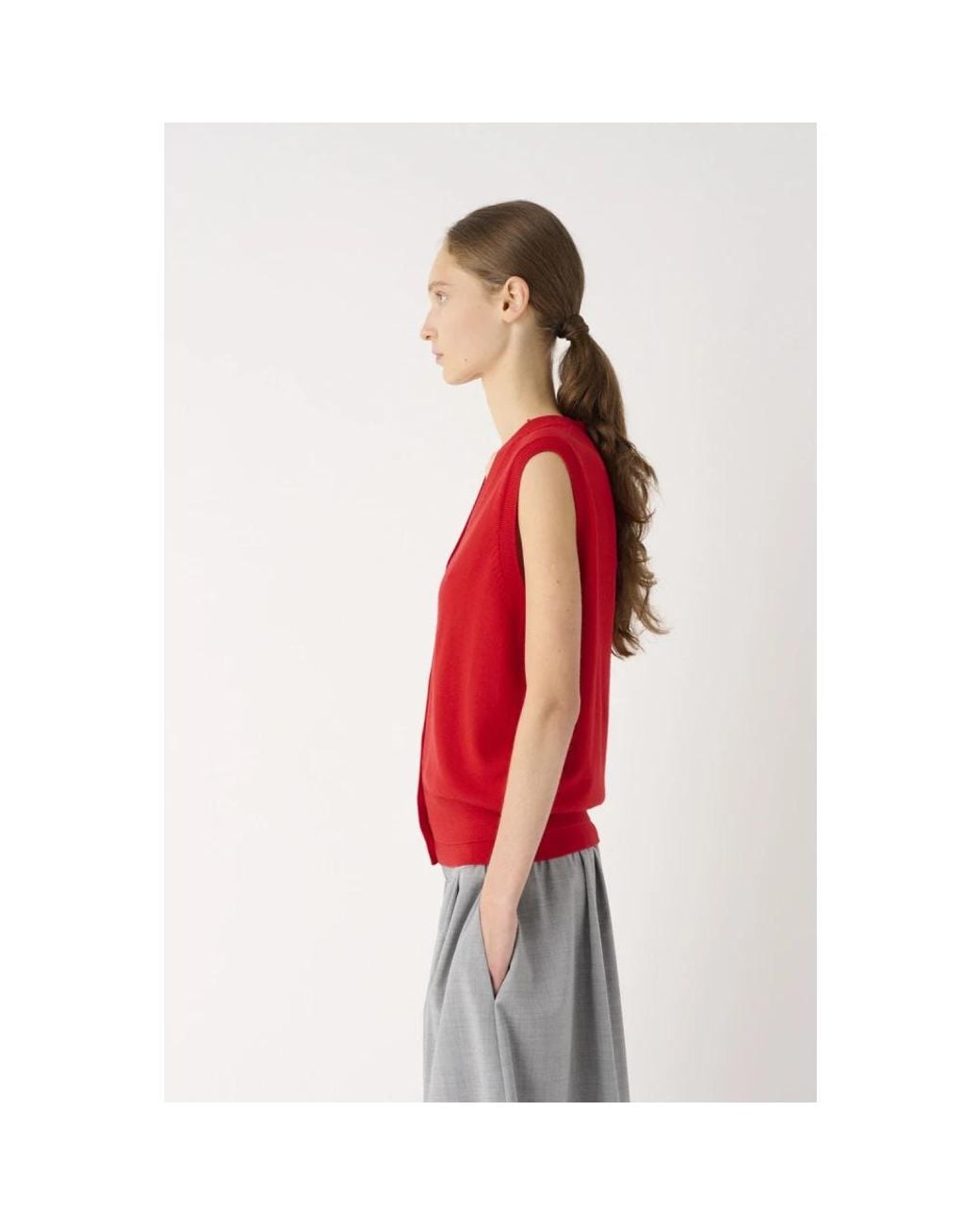 MEIMEIJ Red V-Neck Knitwear