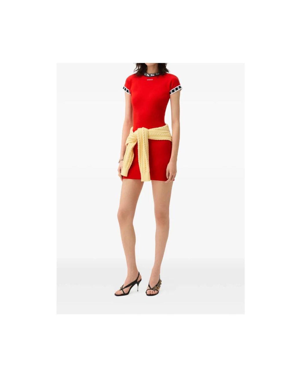Versace Red Mini Dress Cotton