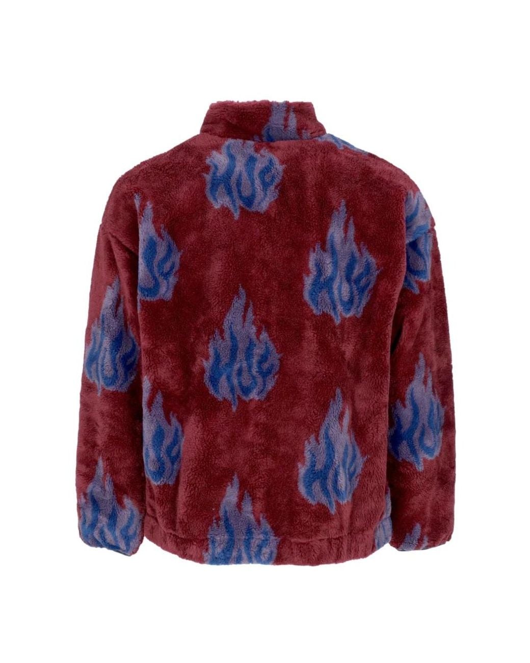 Huf Hoodies & Sweatvesten ,Veelkleurig ,Polyester Sherpa Fleece Rits Jas Hoge Hals in het Red voor heren