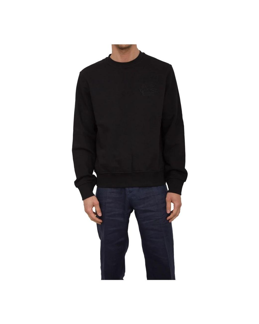 Etro Hoodies & Sweatvesten ,Zwart ,Katoen Zwarte Sweatshirt Met C-Neck Stijl in het Black voor heren