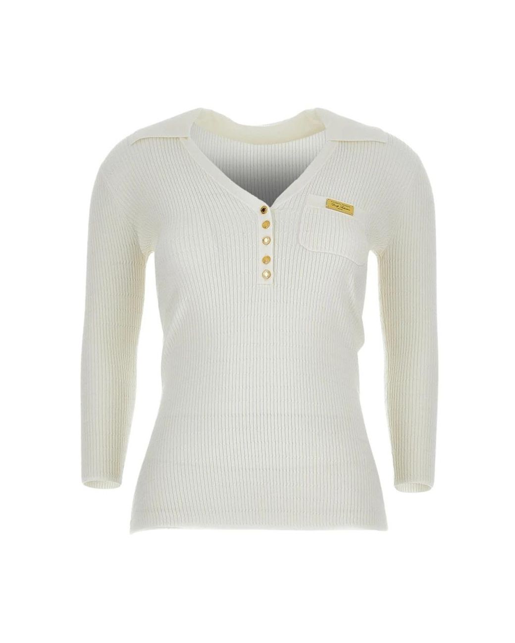 Elisabetta Franchi White V-Neck Knitwear