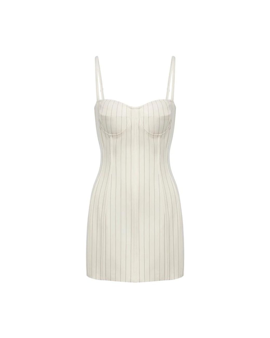 Dondup Slim Pinstripe Mini Jurk in het White
