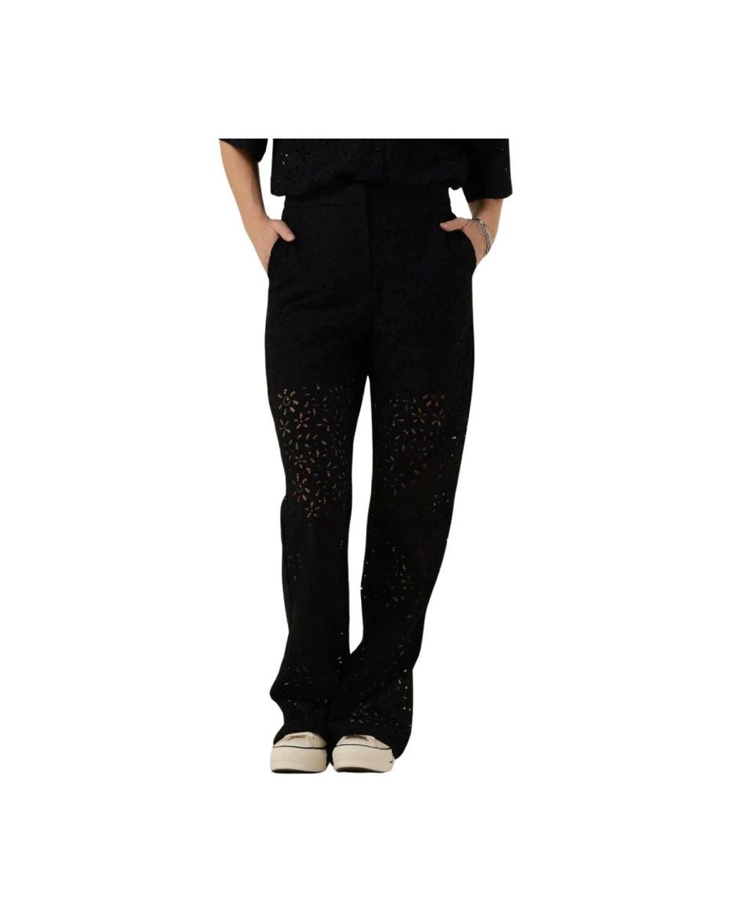 SELECTED Broeken ,Zwart ,Flared Kanten Broek in het Black