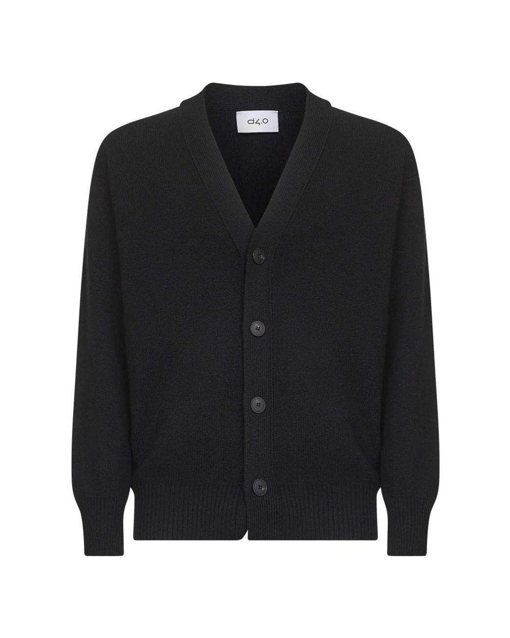 D4.0 Relaxed V-Neck Cardigan in het Black voor heren