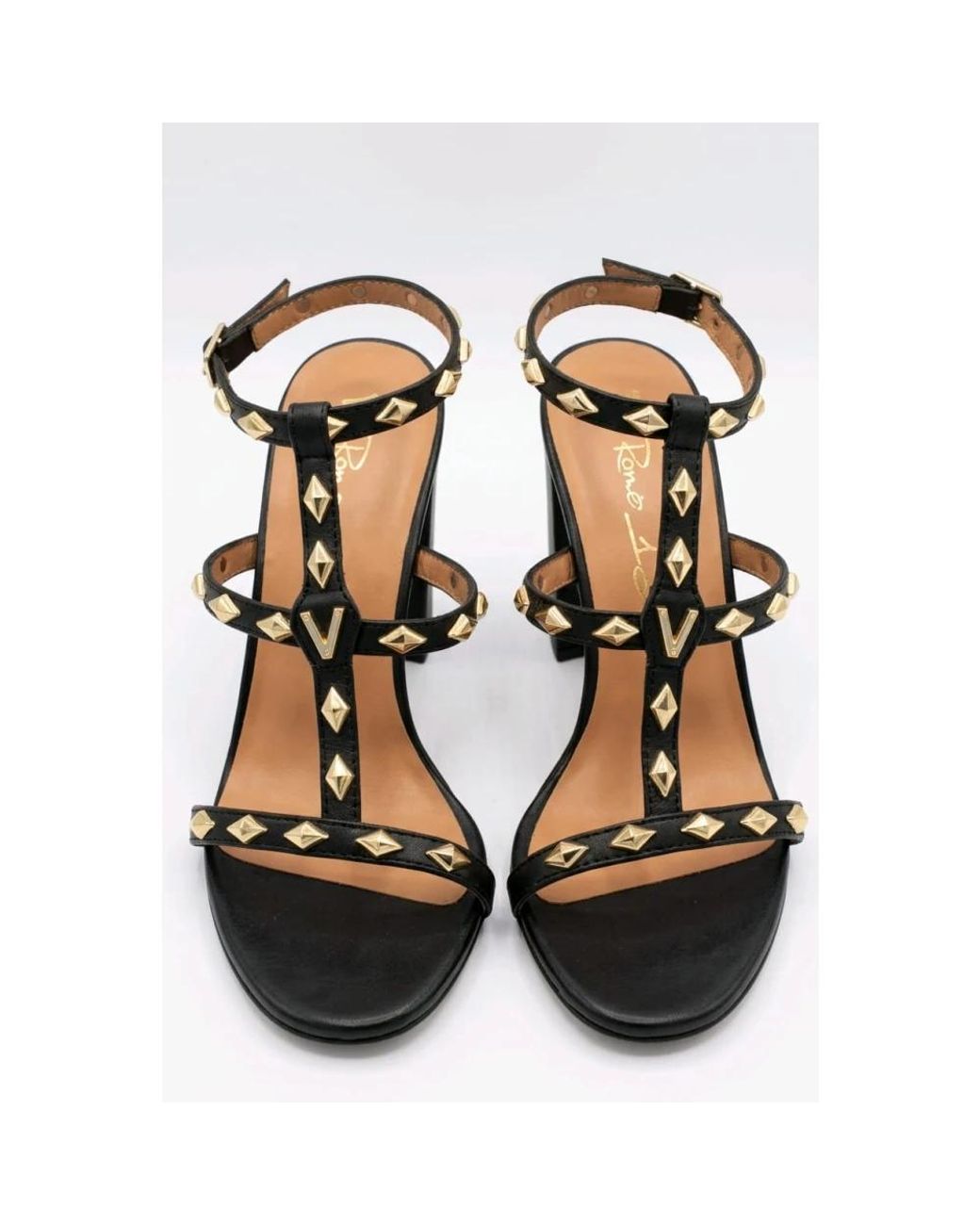 Via Roma 15 Black High Heel Sandals
