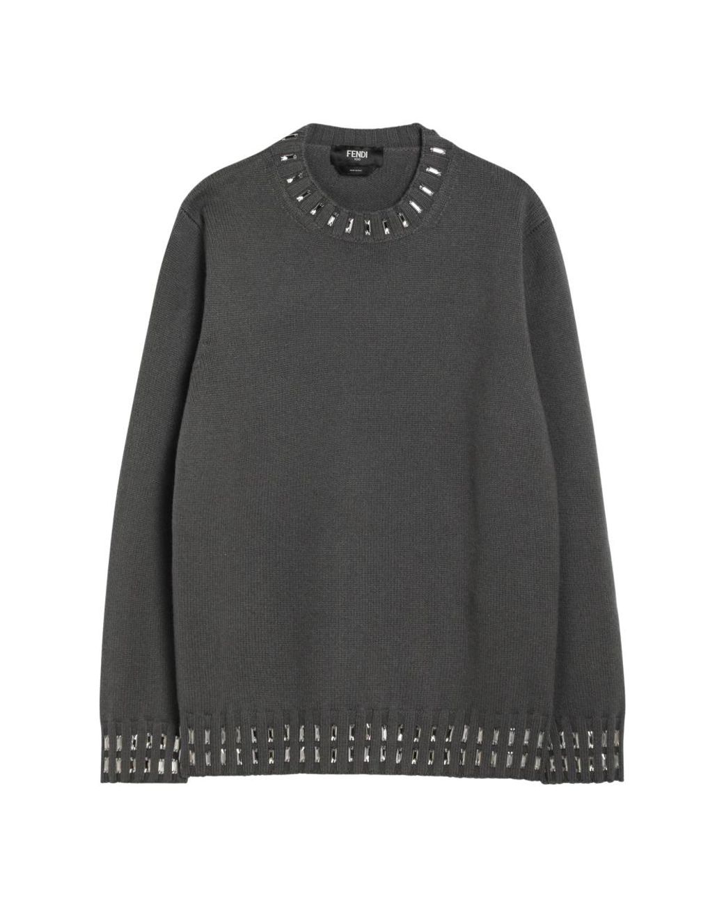 Fendi Black Round-Neck Knitwear for men