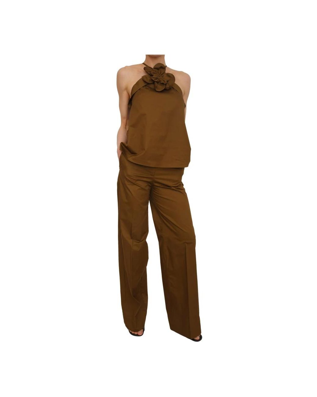 Nenette Brown Straight Trousers