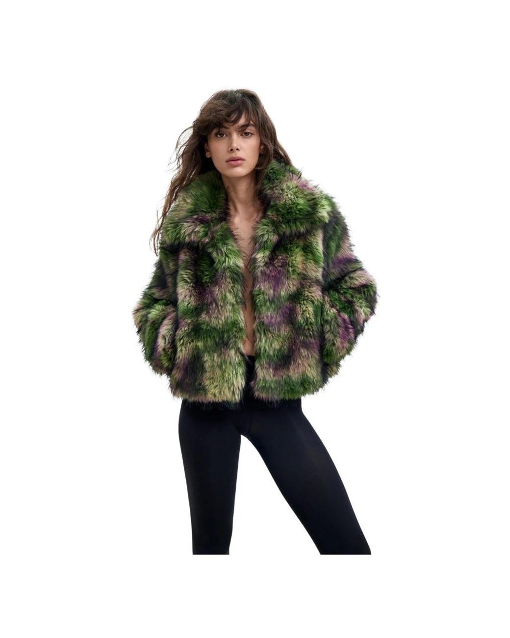 Desigual Green Faux Fur & Shearling Jackets