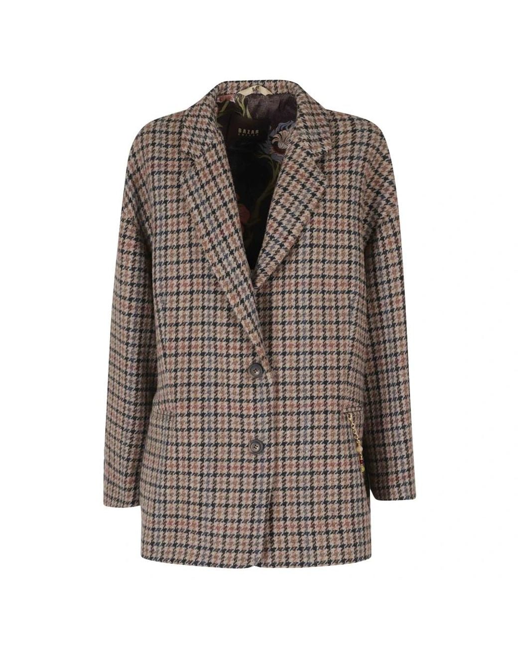 Bazar Deluxe Checked Coat in het Brown