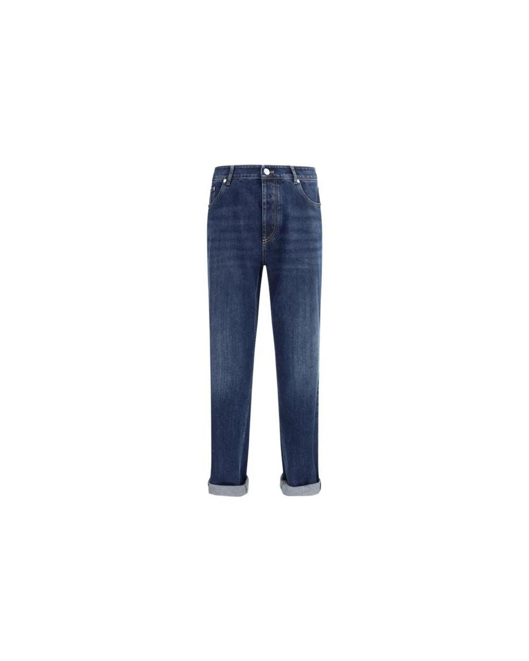 Brunello Cucinelli Blue Straight Fit Jeans for men